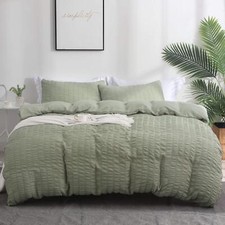 Textured Duvet Cover,1 Duvet Cover, 2 Pillow Cases, King Size, Green