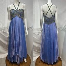 Sherri Hill Halter Periwinkle Blue Jeweled Rhinestone Long Dress Gown Women’s 12