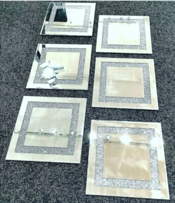 Set of Sparkly Crushed Diamond Glitz Crystal Mirrored Glass