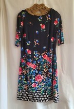 Eliza J Dress Women's Size 6 Short Sleeved Black Floral Zip Closure Vintage 90’s
