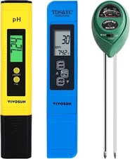 VIVOSUN 3-in-1 Digital PH Meter Soil Moisture Tester TDS EC & Temperature Meter