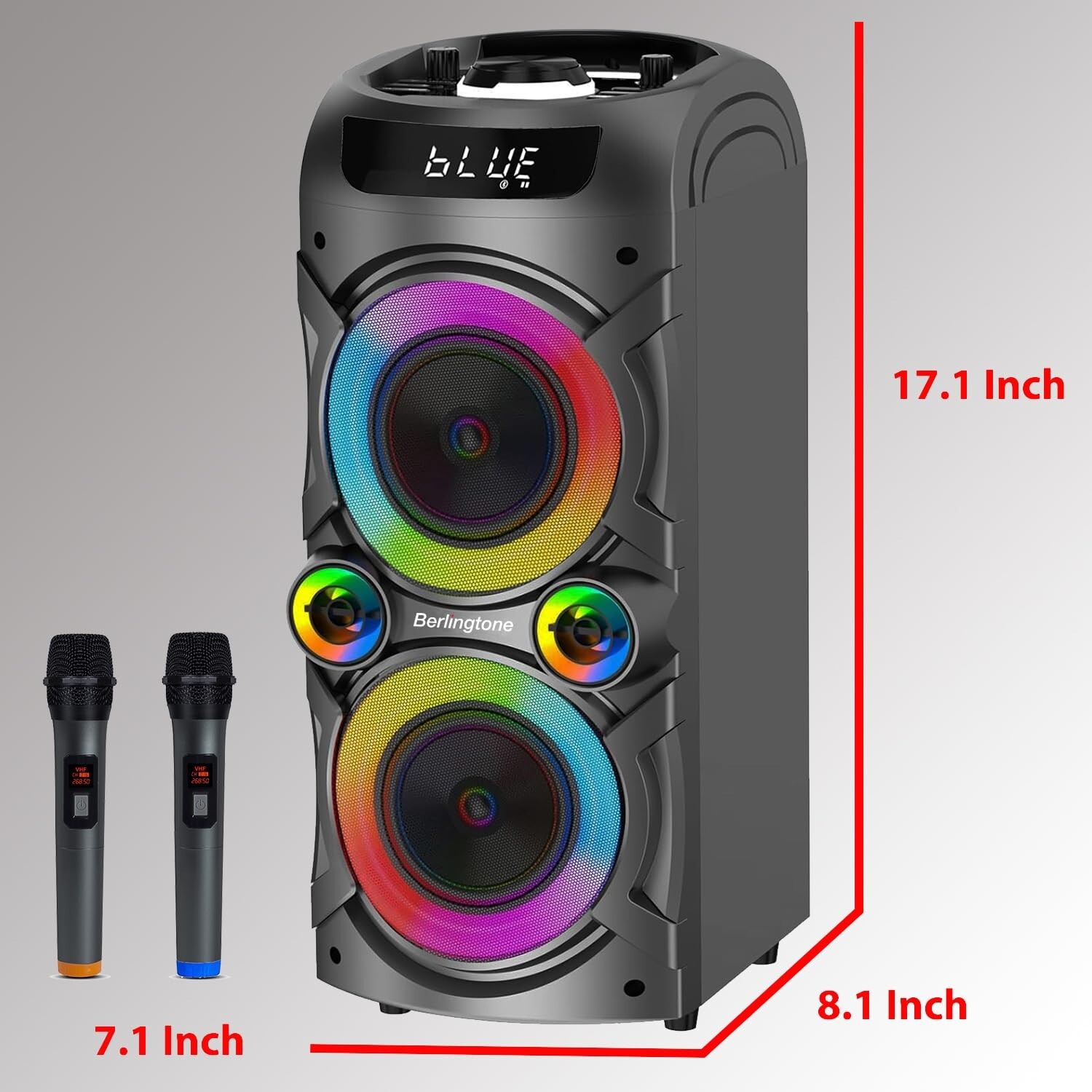-Berlingtone, Portable Bluetooth Party Speaker, with Karaoke, 2 VHF Wireless ...