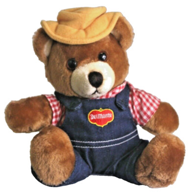 Del Monte Farmer Braunbär Plüsch Werbung Denim Overall 10 cm groß