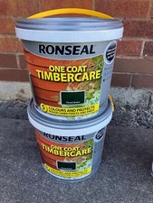2x5L Ronseal One Coat Timbercare Forest Green + 3/4 Full 5L Fence Life Plus