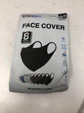 32 Degrees Cool One Size Unisex Face Cover 8 Pack,4Black,2med grey 1navy 1g