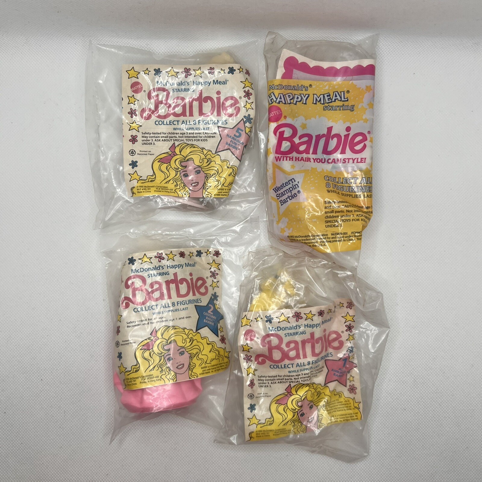 McDonald's Happy Meal Barbie Figure Doll Toy Lot of 4 NOS Vintage 1990’s