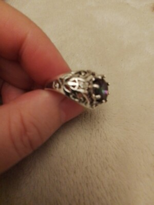  Rundschliff Mystic Topas 2ct evtl Silber Ring mit Piercing Arbeit verziert