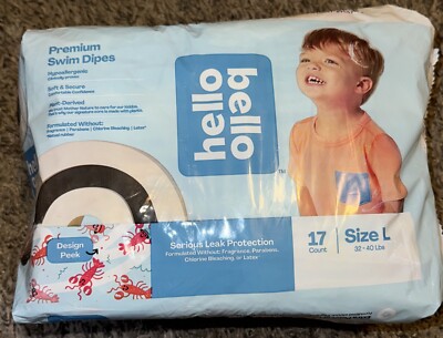 Hello Bello Swim Dipes Diapers Size LARGE 32-40Lbs Lobster Design NEW