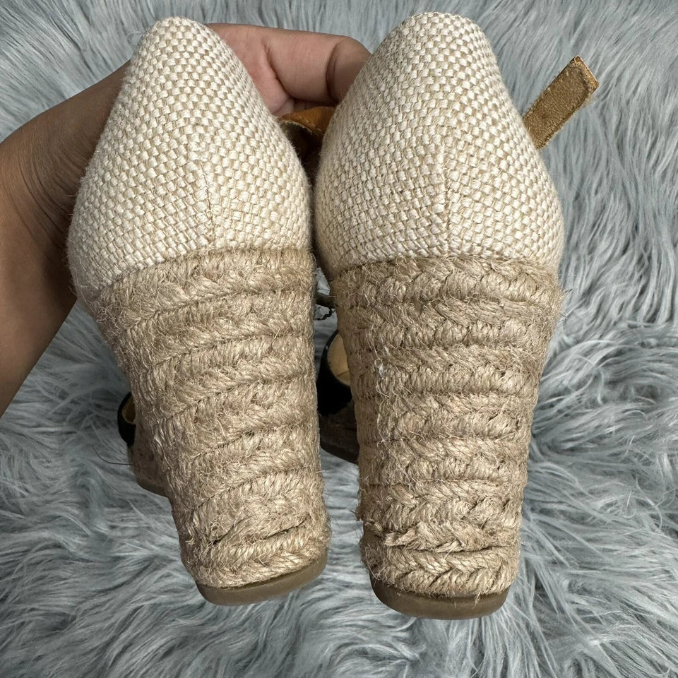 NEW White Mountain Shoes Women’s Size 8.5 Wedge Canvas Rattan Mumba Pumps Black - Image 4 of 4