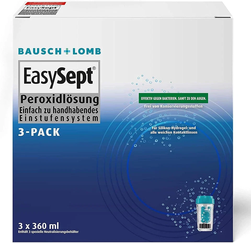 Bausch + Lomb EasySept 3x360ml Kontaktlinsenreiniger als Peroxid für weiche Linsen