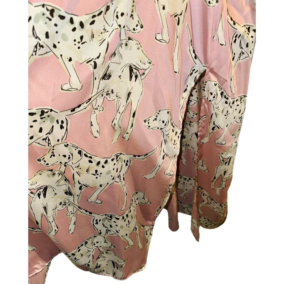 Zara Dalmatian Dog Print Pink Long Sleeve Button Down Midi Shirt Dress
