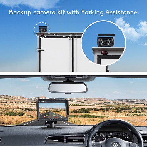 Bus Truck Trailer RVs 12V-24V 7" Rear View Monitor Waterproof Backup Camera Kit - Picture 8 of 24