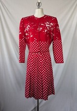 Vintage 1990s Christian Rupert Jacket  Skirt Set Sz M Embossed Fabric