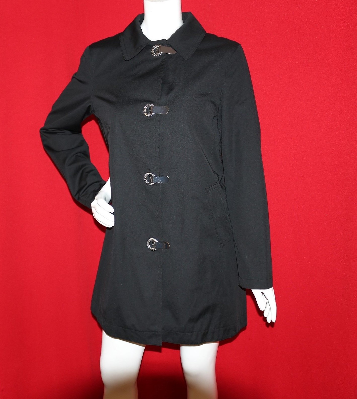 MICHAEL KORS Black Solid Chrome Clips Women Trenc… - image 3