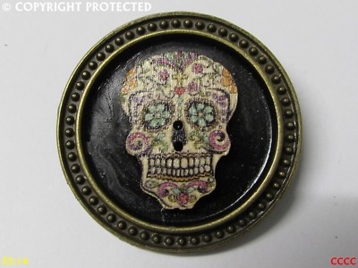 Steampunk Gothic Brosche Anstecker Pin Sugar Skull Tag der Toten Día de Muertos #S5
