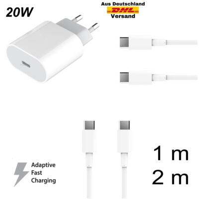 Original Apple 20W Ladegerät + 1M/2M USB-C - Schnellladefunktion für iPhone iPad