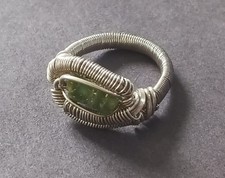 Handmade Artisan Sterling Silver Wire Wrapped Ring Green Gemstone Size 6