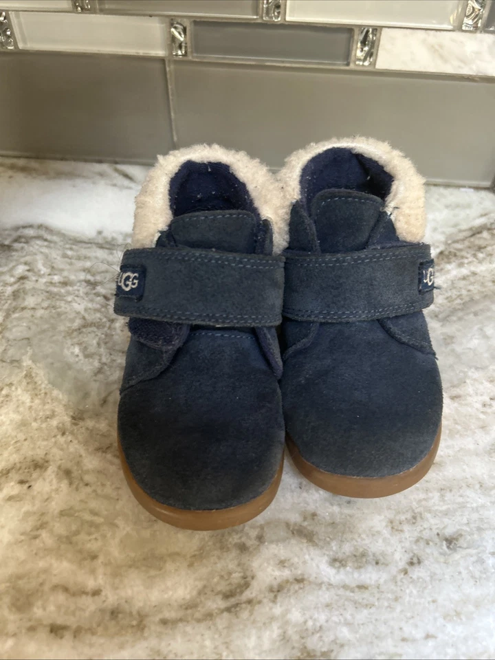 UGG 鞋 学步儿童 7 海军蓝 Nolen 正品剪绒麂皮绒皮靴 儿童 婴儿 — 第 3/4 张图片