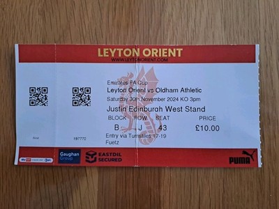 TICKET ( Sammler) Leyton Orient FC - Oldham Athletic | FA CUP 30.11.2024