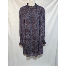 Boden Floral Smocked Dress US 14R Navy Long Sleeve Cottagecore Boho