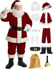 Men's Deluxe Santa Suit 11pc. Christmas Adult Claus Costume Outfit Large