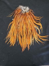 Barred Ginger Rooster Saddle Fly Tying Hackle Craft Jewelry Feathers Materials 