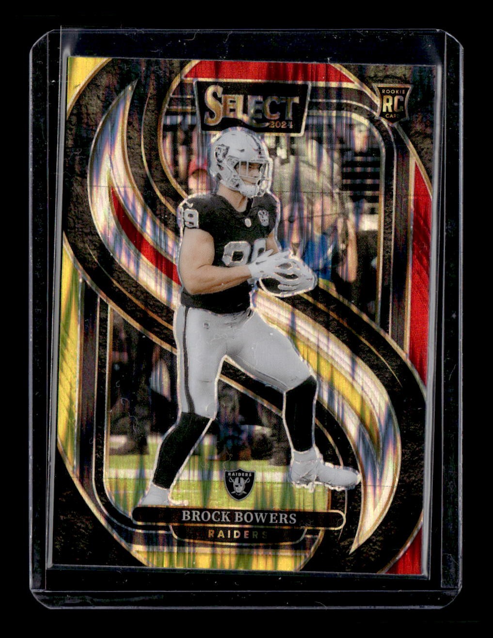 2024 Panini Select #118 Brock Bowers Rookie Red & Yellow Shock Prizm