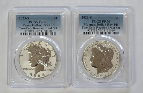 2023-S NGC REVERSE PR70 Morgan & Peace Silver Dollar 2 Coin Set