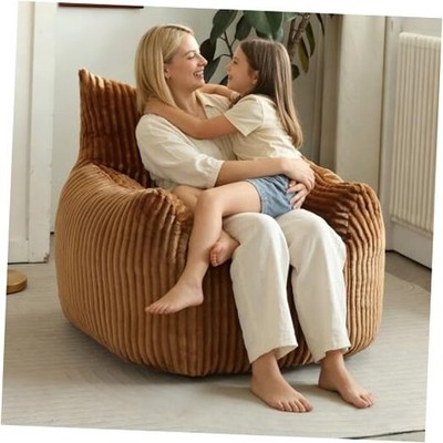 Giant Bean Bag Chair for Adults, Oversized Beanbag Sofa with Large Brown