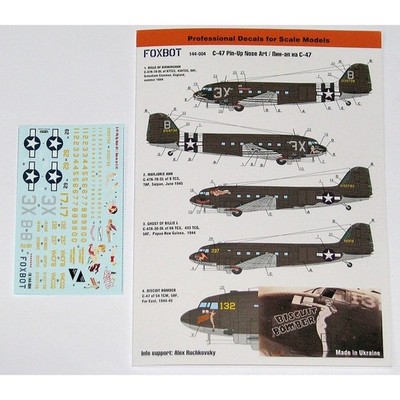 FOXBOT Decals 1/144 Douglas C-47 Skytrain/Dakota Pin-Up Nose Art and Stencils