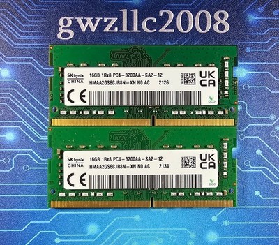 32GB (2x16GB) PC4-25600 DDR4-3200MHz 1Rx8 Non-ECC Hynix HMAA2GS6CJR8N-XN #A33