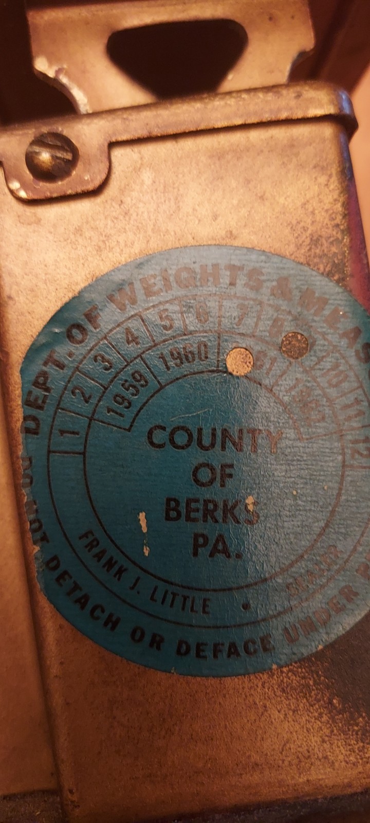 1931 Triner Post Office U.S.P.O. Scale. Sticker Berks County PA. Vintage Decor