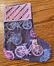 Bikes!  Mini Christmas Stocking Gift Card Holder 5 1/2" X 4 1/4"