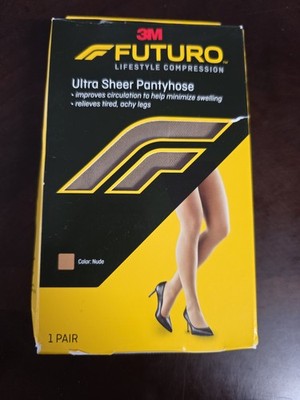 NIB 3M Futuro Ultra Sheer Pantyhose Energizing Support Nude 1 Pair Free Ship