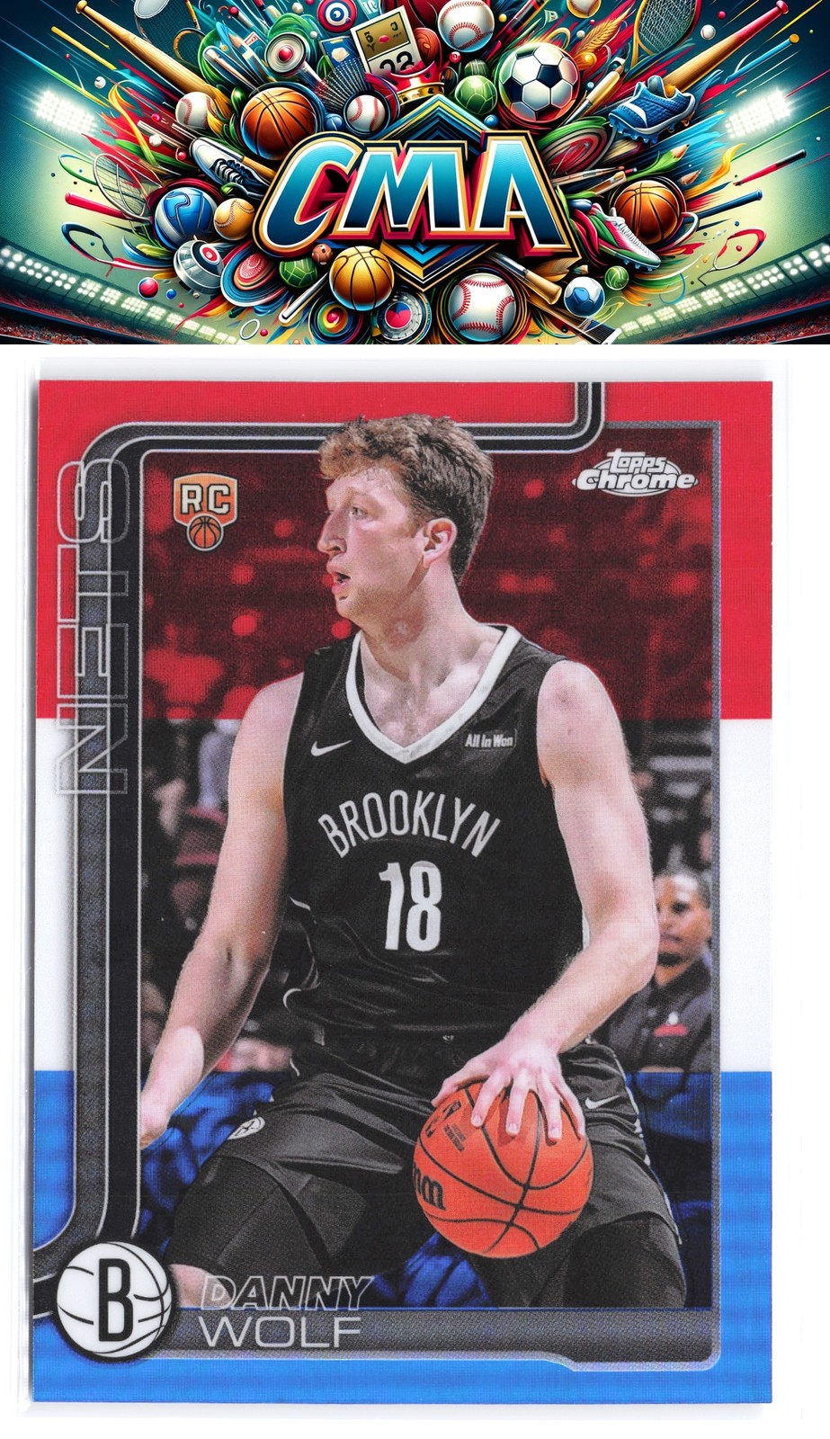 2025-26 Topps Chrome #277 Danny Wolf Red White and Blue Refractor
