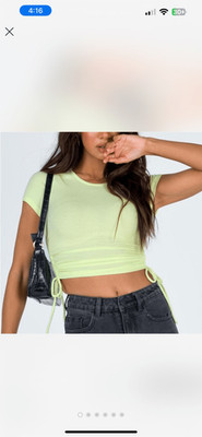 Princess Polly Naeve Tee Green Lime Green Ribbed Short Sleeve Baby Tee Crop Top