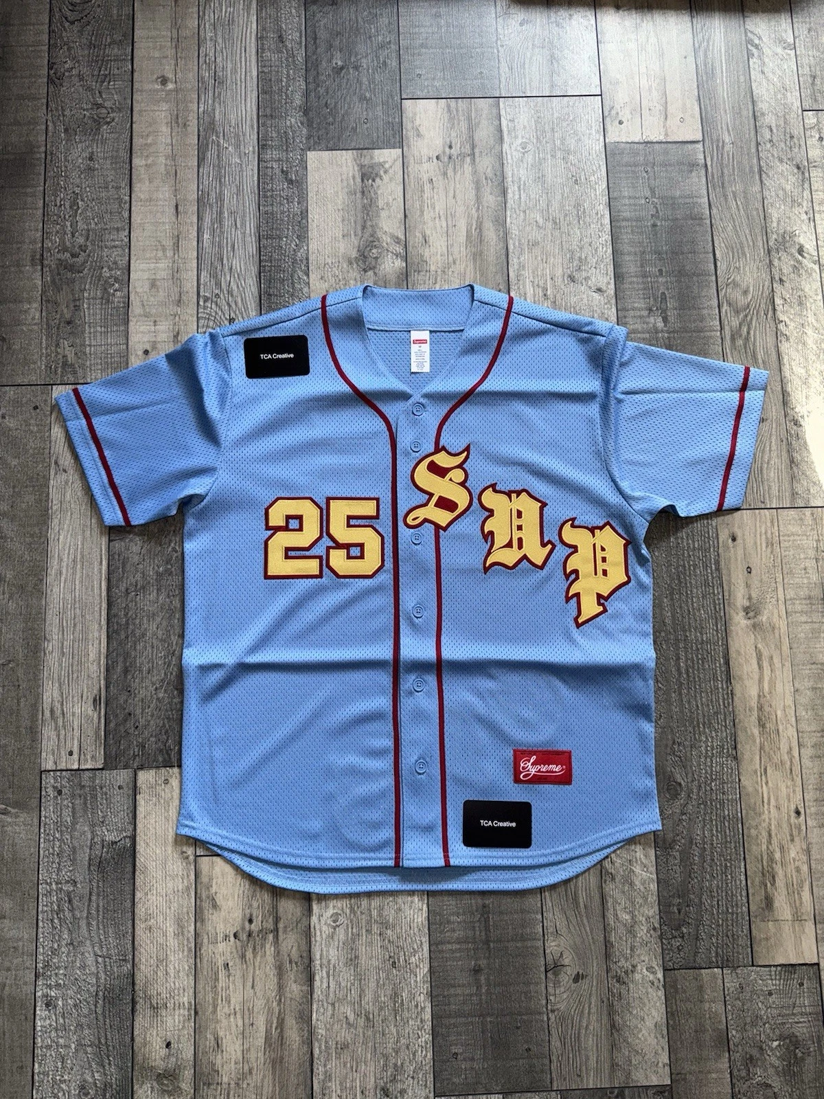 Maillot de baseball anglais ancien Supreme « bleu clair »   Medium