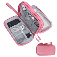 Electronic Organizer Travel Case Waterproof Cord Pouch Cable Storage Pink Bag