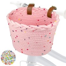 Front Bike Basket for Girls, Adjustable Basket for Scooters  Pink