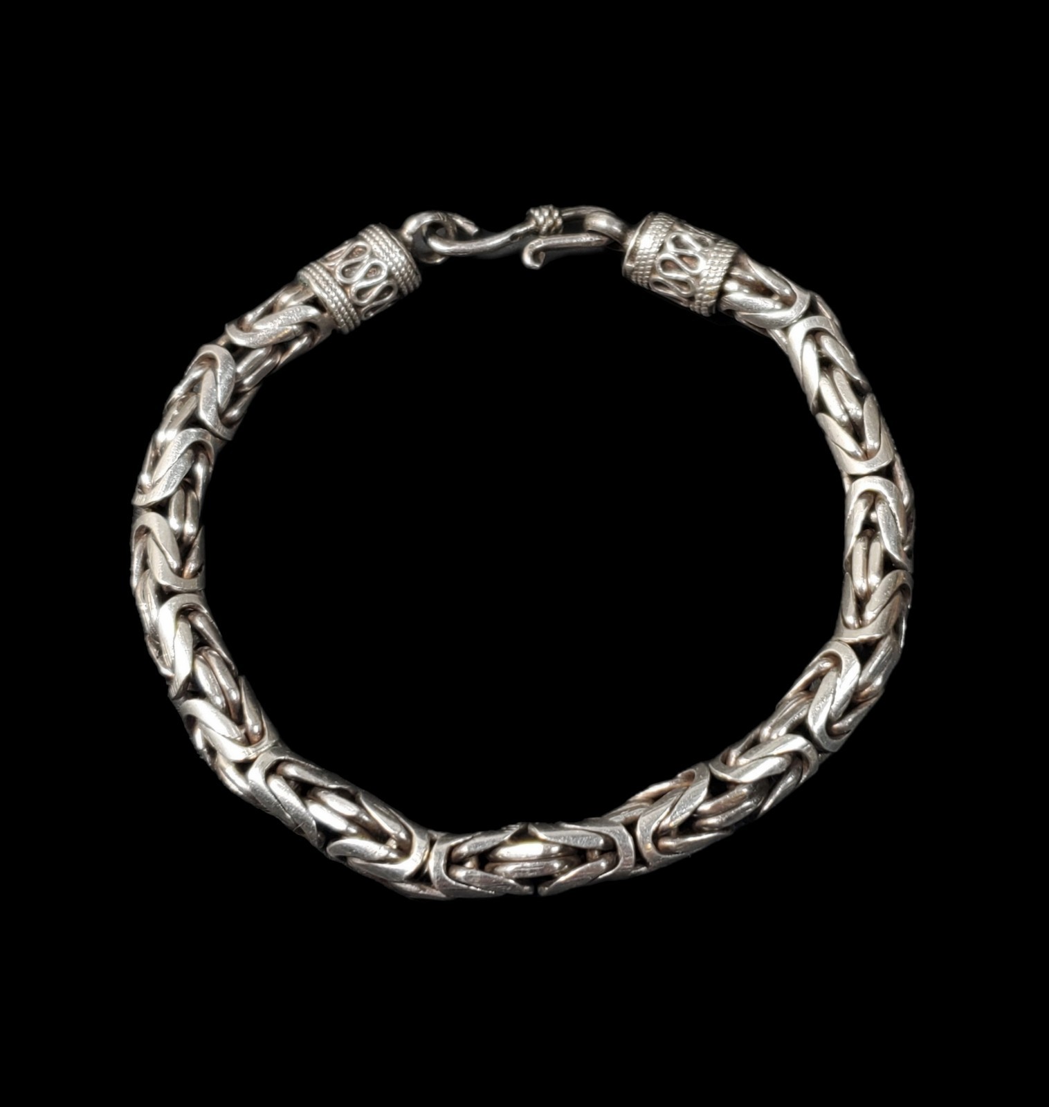 Solid Sterling Silver Round 5mm Byzantine Bali Ch… - image 2