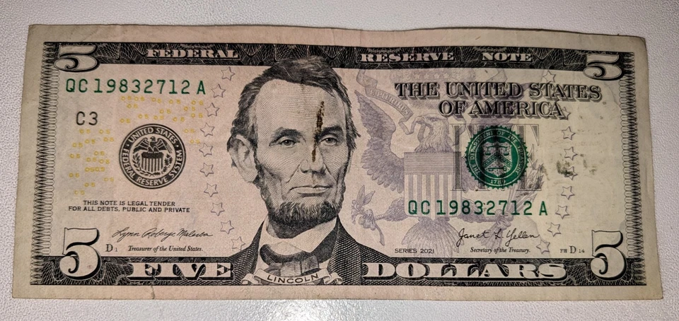 $5 Birthday Note (Dec 27th 1983) Fancy Serial Number - Image 2 of 3