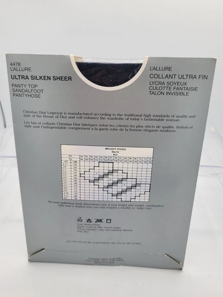 Christian Dior 4478 L'ALLURE Ultra Silken Transparente Panty Top Azul Marino Talla 4 Foto 2 de 4