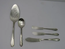 5-Vtg Oneida Ltd Silverplate Ivy Flatware Rogers A1 Plus Cake Server Knives GUC