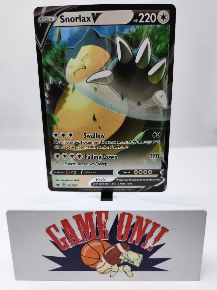 Pokemon Snorlax V 141/202 Sword Shield Ultra Rare Holo sc