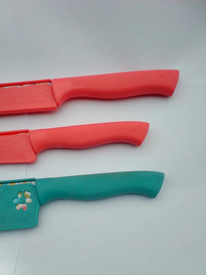 Lote de 3 cuchillos y fundas The Pioneer Woman rosa mariposa  Foto 2 de 4