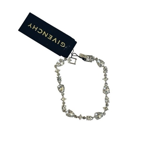 Givenchy Tennis Flex Bracelet Crystal Rhinestone Silver High End Designer NWT 7" - Picture 2 of 6