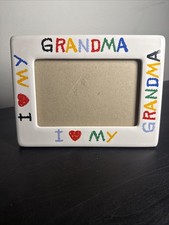 I Love My Grandma Colorful Ceramic Picture Frame Holds 4x6 Photo No Glass