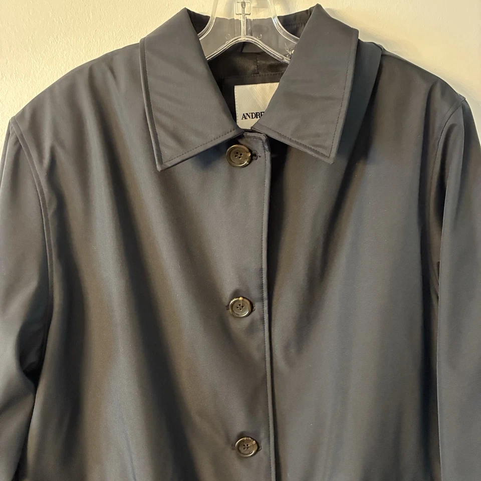 Abrigo abotonado andrew marc negro para mujer, L Foto 2 de 4