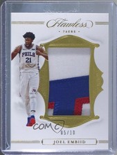 2019-20 Panini Flawless Patch Gold 5/10 Joel Embiid #P-JEM Patch 3d3