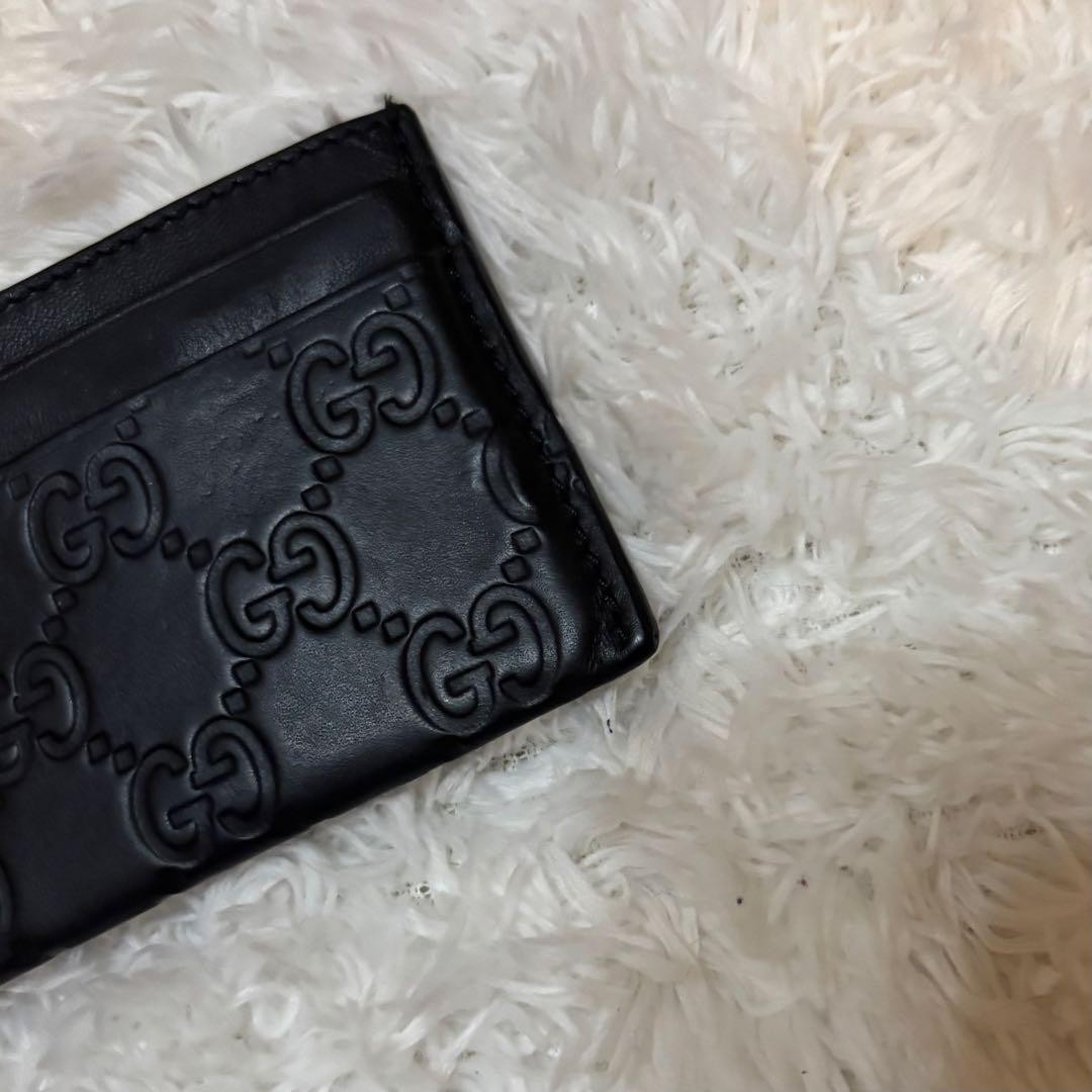 Gucci Black Leather Card Case GG Shima Leather Men’s Passholder Black thumbnail 7